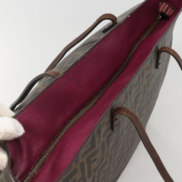 FENDI Zucca Canvas Tote Bag Brown Black - Picture 6 of 12